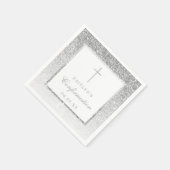 Elegant Silver Glitter Bevestiging of Baptisme Servet (Hoek)