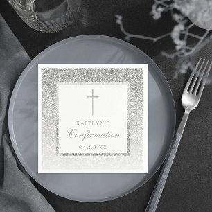 Elegant Silver Glitter Bevestiging of Baptisme Servet