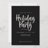 Elegant Silver Glitter Black Holiday Party Kaart (Voorkant)
