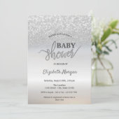 Elegant Silver Glitter Bokeh Baby shower Kaart (Staand voorkant)