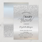 Elegant Silver Glitter Bokeh Baby shower Kaart (Voorkant / Achterkant)