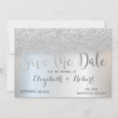 Elegant Silver Glitter Bokeh bewaart de datum Save The Date (Voorkant)