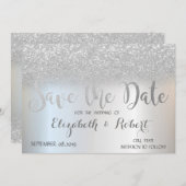 Elegant Silver Glitter Bokeh bewaart de datum Save The Date (Voorkant / Achterkant)