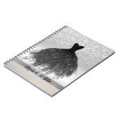 Elegant Silver Glitter Bokeh, Black Dress Notitieboek (Linkerzijde)