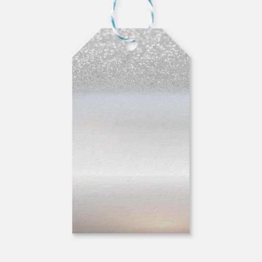 Elegant Silver Glitter Bokeh Cadeaulabel (Achterkant)