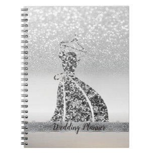 Elegant Silver Glitter Bokeh, Dress, Lace Notitieboek