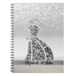 Elegant Silver Glitter Bokeh, Dress Notitieboek