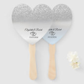 Elegant Silver Glitter Bokeh Handwaaier (Voorkant en achterkant)