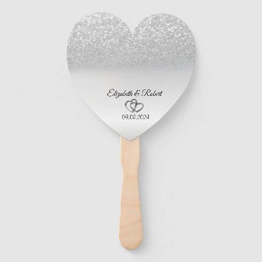 Elegant Silver Glitter Bokeh Handwaaier (Voorkant)