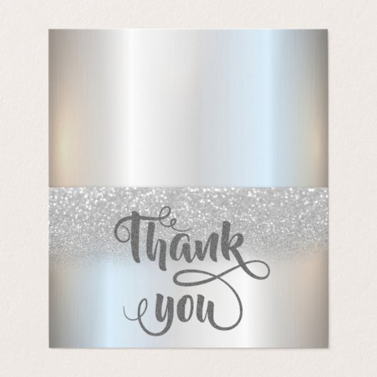 Elegant Silver Glitter Bokeh Hartelijk dank Visitekaartje (Buitenkant ongevouwen)