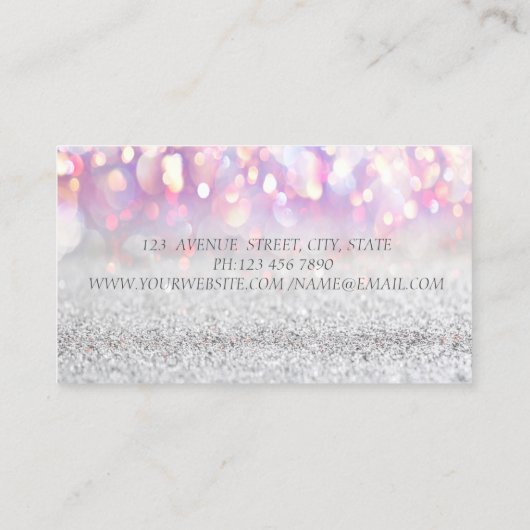 Elegant Silver Glitter Bokeh Headphone DJ Visitekaartje (Achterkant)