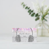 Elegant Silver Glitter Bokeh Headphone DJ Visitekaartje (Staand voorkant)