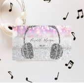 Elegant Silver Glitter Bokeh Headphone DJ Visitekaartje