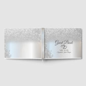 Elegant Silver Glitter Bokeh Hearts Drift Weddensc Gastenboek (Volledig)
