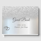 Elegant Silver Glitter Bokeh Hearts Wedding Gastenboek (Voorkant)