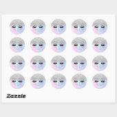 Elegant Silver Glitter Bokeh, Holograaf Faux Lashe Ronde Sticker (Vel)