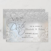 Elegant Silver Glitter Bokeh, laat de datum opslaa Save The Date (Voorkant / Achterkant)