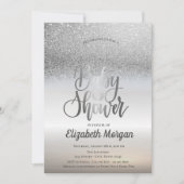Elegant Silver Glitter Bokeh Ombre Baby shower Kaart (Voorkant)