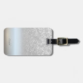 Elegant Silver Glitter Bokeh Ombre - Gepersonalise Bagagelabel (Voorkant horizontaal)