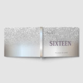 Elegant Silver Glitter Bokeh Ombre ,Sweet 16 Gastenboek (Volledig)