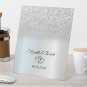 Elegant Silver Glitter Bokeh Reclamebord Met Voetstuk (Insitu)
