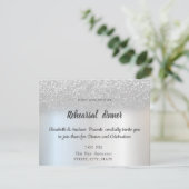 Elegant Silver Glitter Bokeh Rehearsal Dinner Kaart (Staand voorkant)