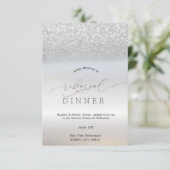 Elegant Silver Glitter Bokeh Rehearsal Dinner Kaart (Staand voorkant)