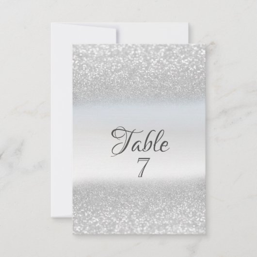 Elegant Silver Glitter Bokeh Table Kaart (Voorkant)