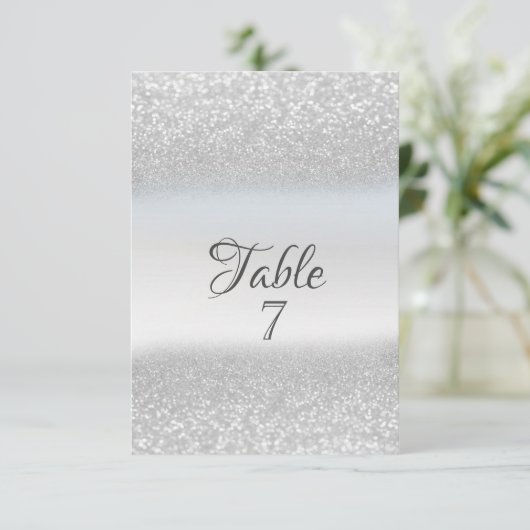 Elegant Silver Glitter Bokeh Table Kaart (Staand voorkant)
