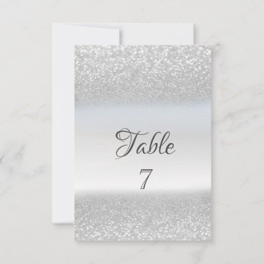 Elegant Silver Glitter Bokeh Table Kaart (Achterkant)