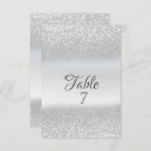 Elegant Silver Glitter Bokeh Table Kaart (Voorkant / Achterkant)