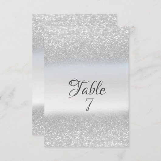 Elegant Silver Glitter Bokeh Table Kaart (Voorkant / Achterkant)