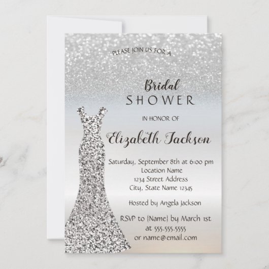 Elegant Silver Glitter Bokeh , Vrijgezellenfeest v Kaart (Voorkant)