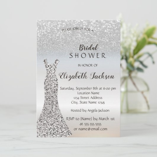 Elegant Silver Glitter Bokeh , Vrijgezellenfeest v Kaart (Staand voorkant)