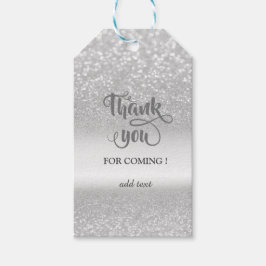 Elegant Silver Glitter Bokeh Weddenschap Hartelijk Cadeaulabel