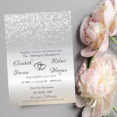 Elegant Silver Glitter Bokeh Wedding Uitnodiging