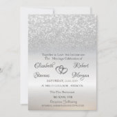 Elegant Silver Glitter Bokeh Wedding Uitnodiging (Voorkant)