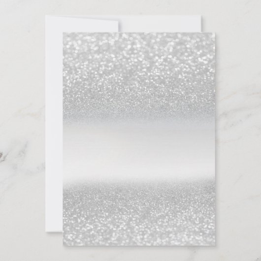 Elegant Silver Glitter Bokeh Wedding Uitnodiging (Achterkant)