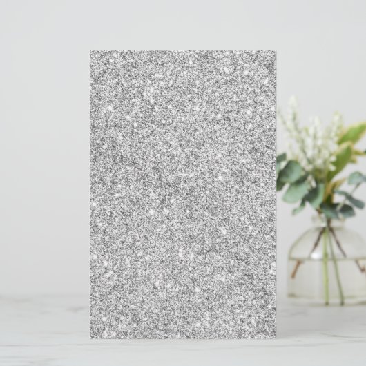 Elegant Silver Glitter Briefpapier (Staand voorkant)