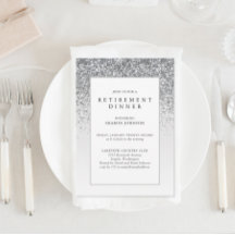 Elegant Silver Glitter Business Retirement Party