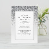 Elegant Silver Glitter Business Retirement Party Kaart (Staand voorkant)