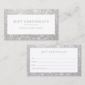 Elegant Silver Glitter Cadeaubon Aanbevelingskaartje (Voorkant / Achterkant)