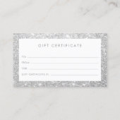 Elegant Silver Glitter Cadeaubon Aanbevelingskaartje (Achterkant)