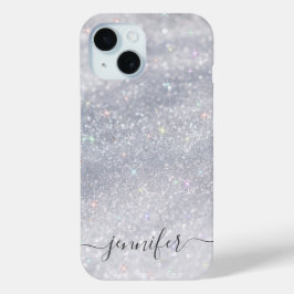 Elegant Silver Glitter iPhone 15 Case