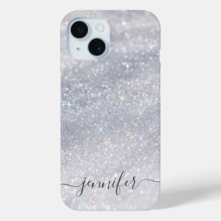 Elegant Silver Glitter iPhone 15 Case
