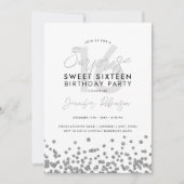 Elegant Silver Glitter Confetti Surprise Sweet 16 Kaart (Voorkant)