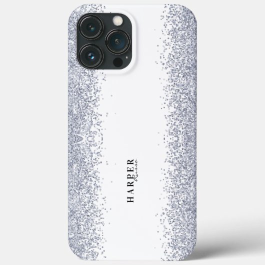 Elegant Silver Glitter Custom Name Case-Mate iPhone Case (Achterkant)