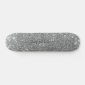 Elegant SILVER Glitter Custom Name Skateboard (Horizontaal)