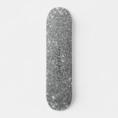 Elegant SILVER Glitter Custom Name Skateboard (Voorkant)