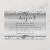 Elegant Silver Glitter Damask Wishing Well Wedding Informatiekaartje (Voorkant)